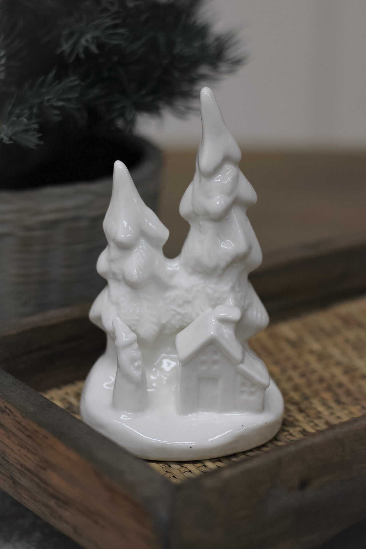 White Stoneware Santa&