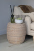 White Washed Rattan Drum Stool