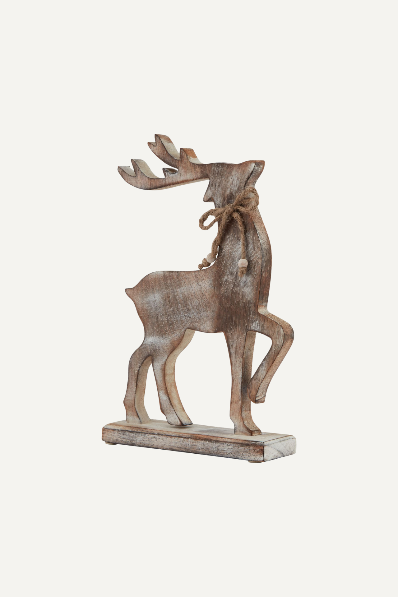 White Washed Wooden Reindeer