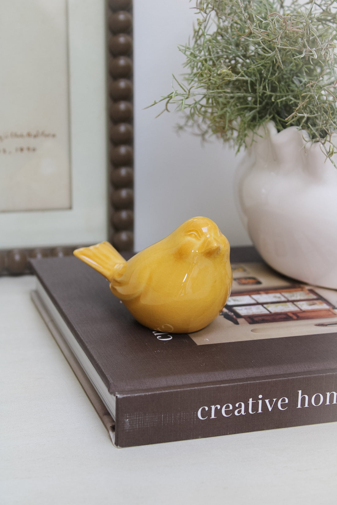 Yellow Ceramic Spring Bird Ornament