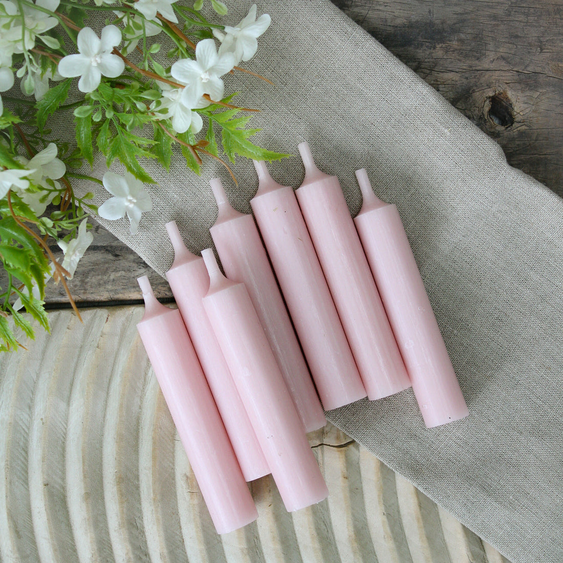 candyfloss pink short dinner candles