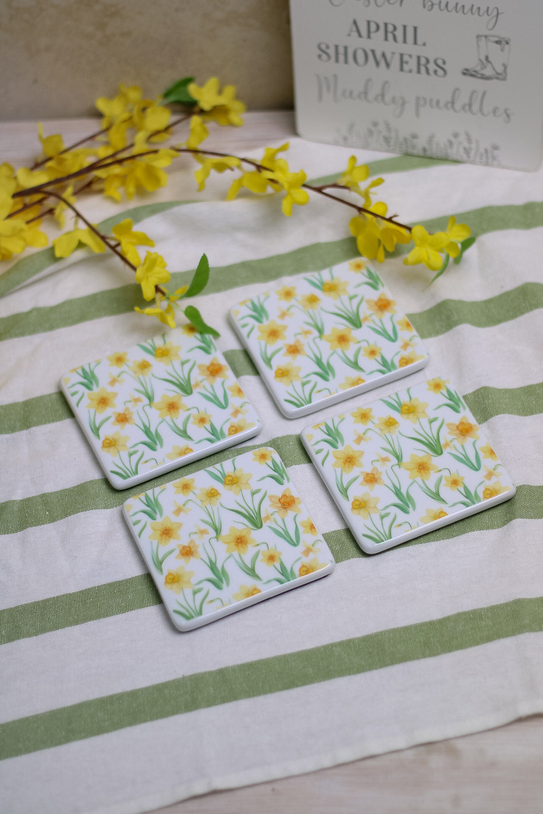 daffodil porcelain coasters