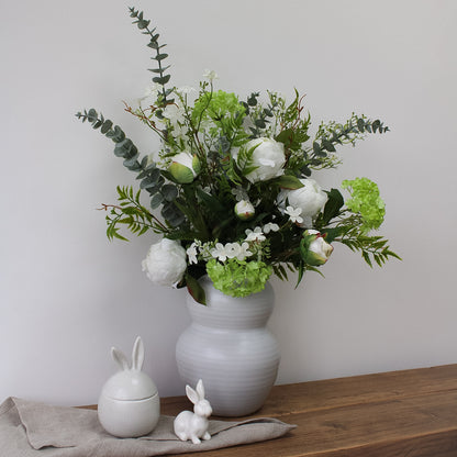 faux white floral arrangement