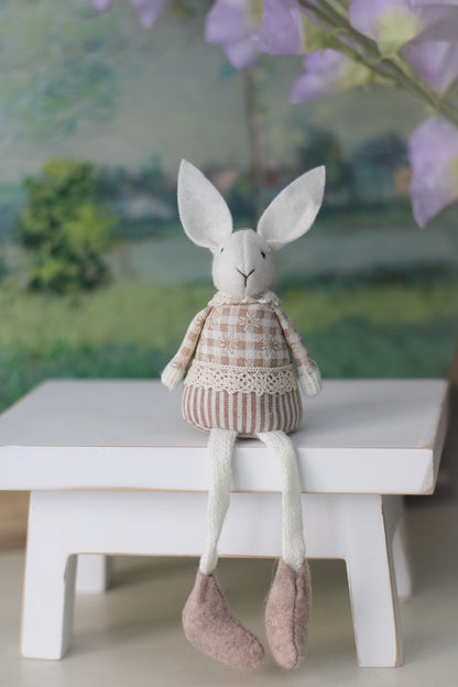 gingham fabric spring bunny with dangly legs