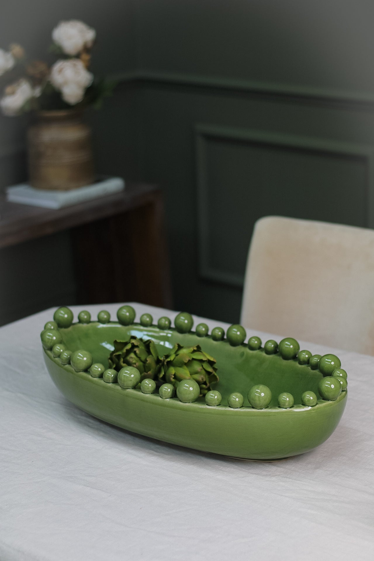 Green oval bobble edged bowl