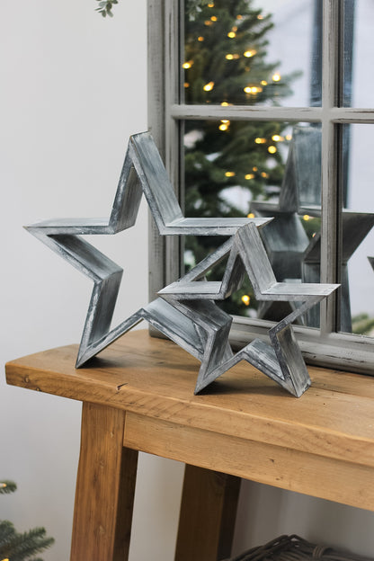 grey wooden star ornaments for christmas decorations