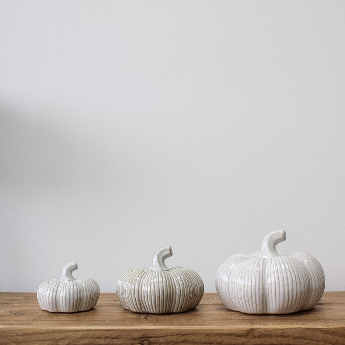 Short Rustic Glazed Ribbed Ceramic Pumpkin