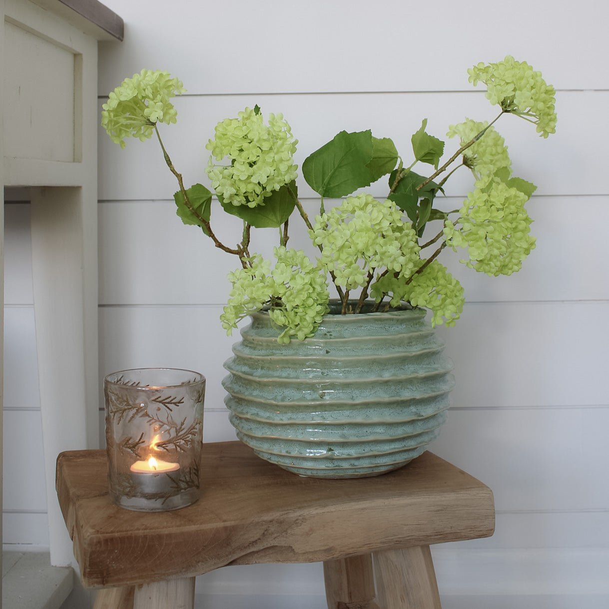 Faux Green Viburnum Spray