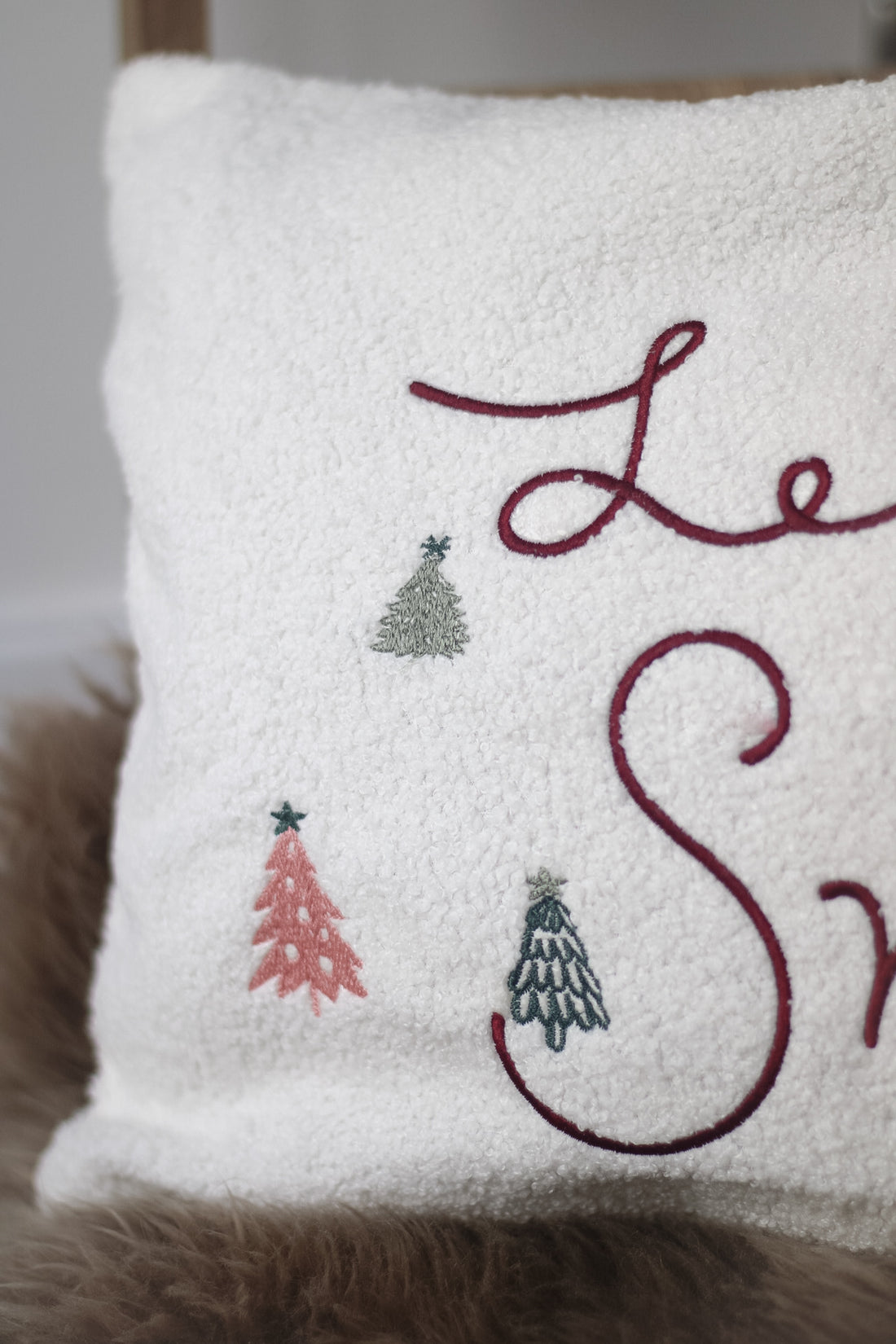 let it snow boucle christmas cushion cover