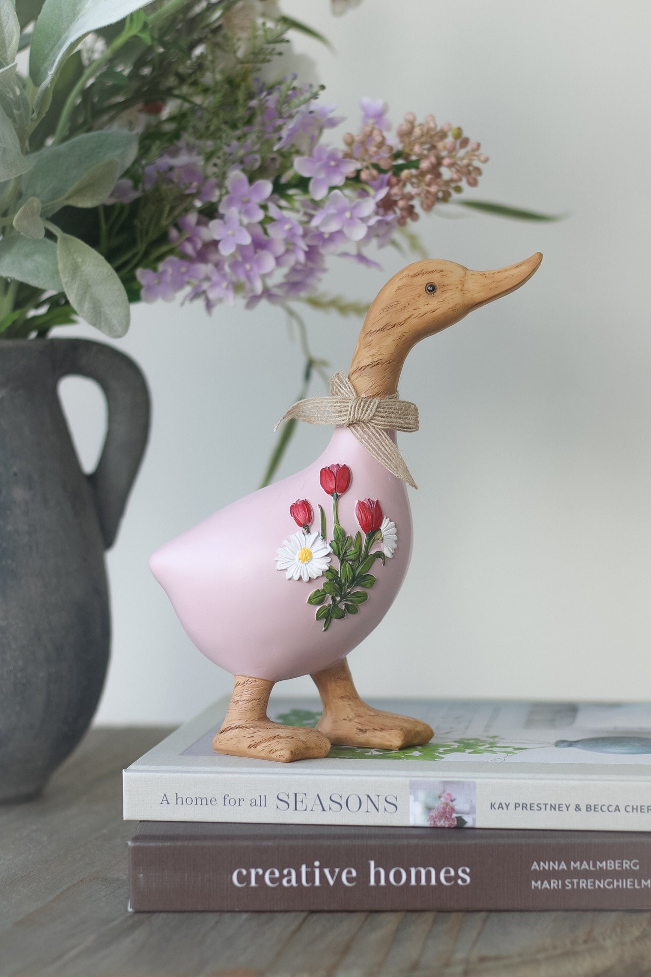 pink tulip and daisies resin spring duck