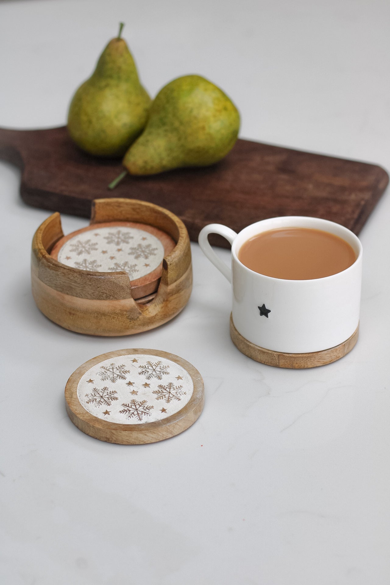 snowflake wooden coasters