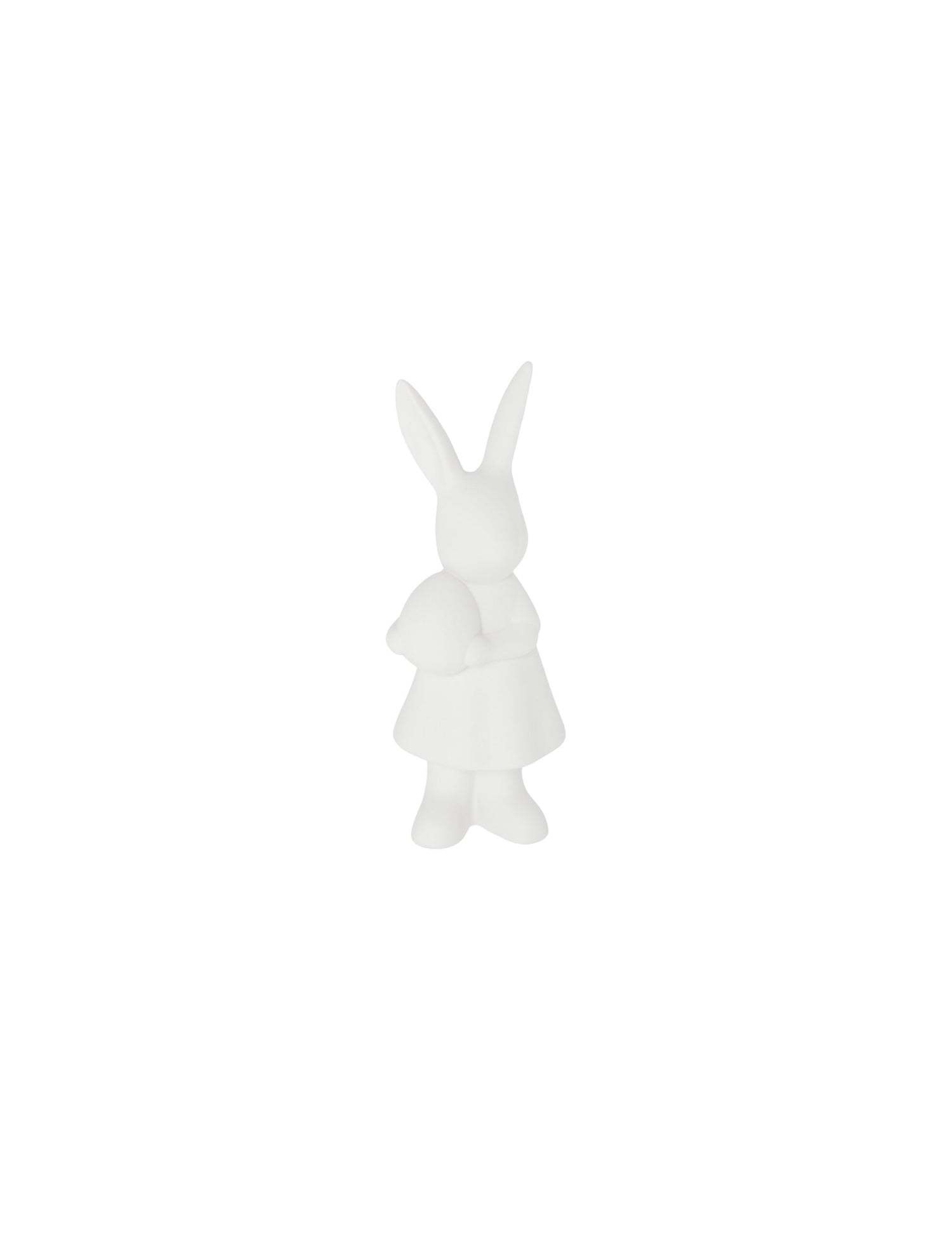 white ceramic bunny with easter egg