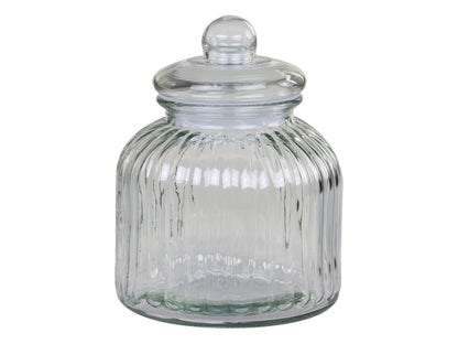 Grooved Glass Storage Jar