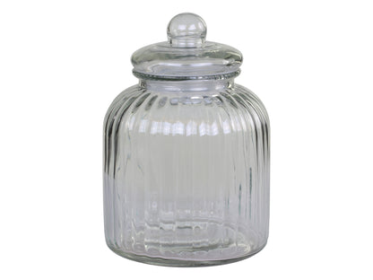 Grooved Glass Storage Jar