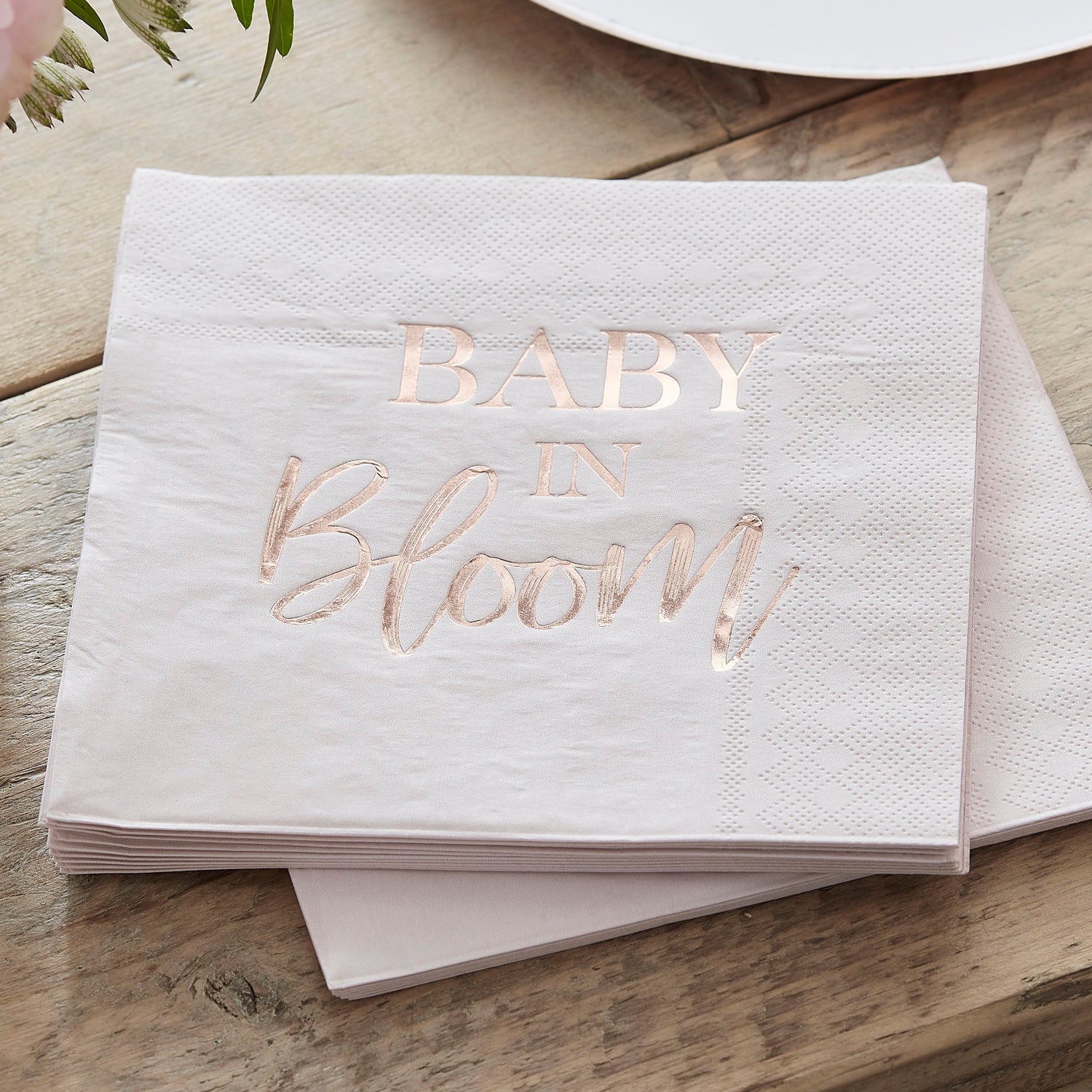 Baby in Bloom Rose Gold Napkins