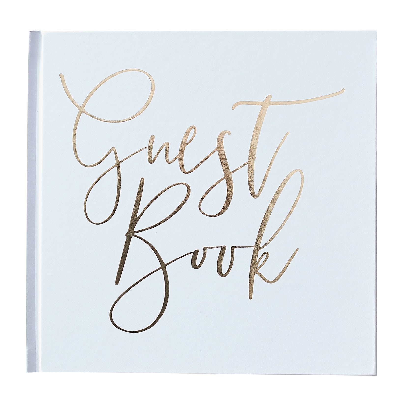 Wedding Guest Book White and Gold Foiled