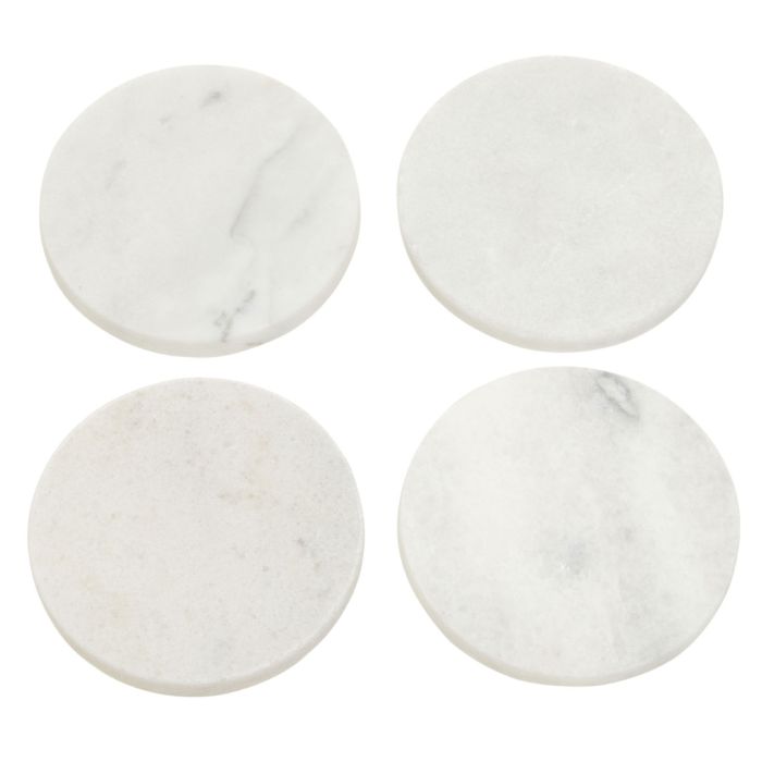 Round White Marble Coasters | Set of 4