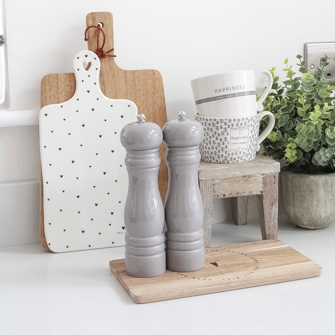 Soft Grey Salt &amp; Pepper Mills