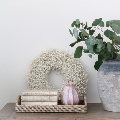 Grey Washed Natural Rattan Rectangular Tray