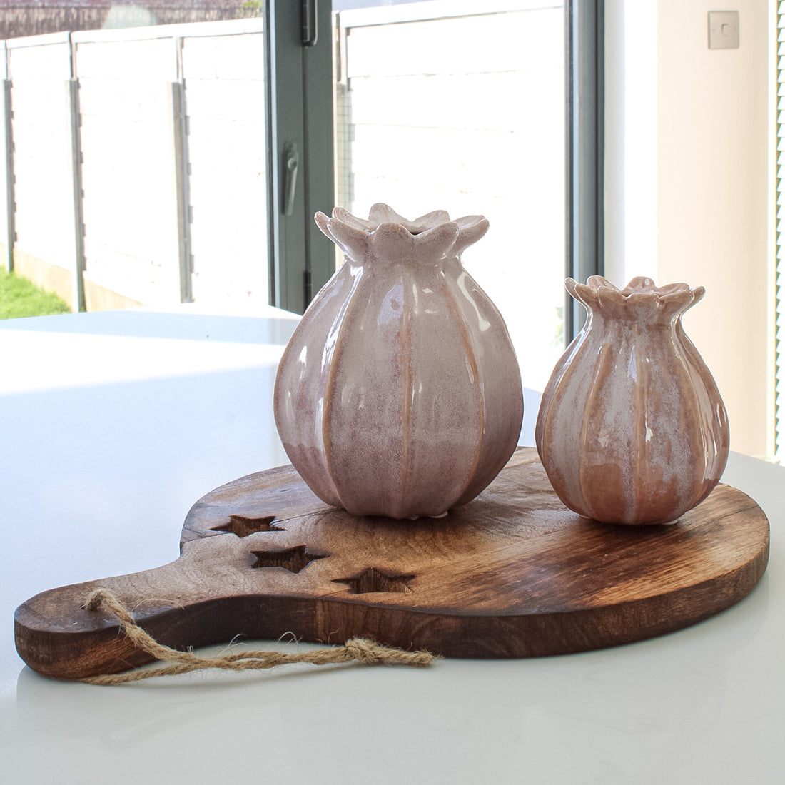 Pale Pink Poppy Head Vase