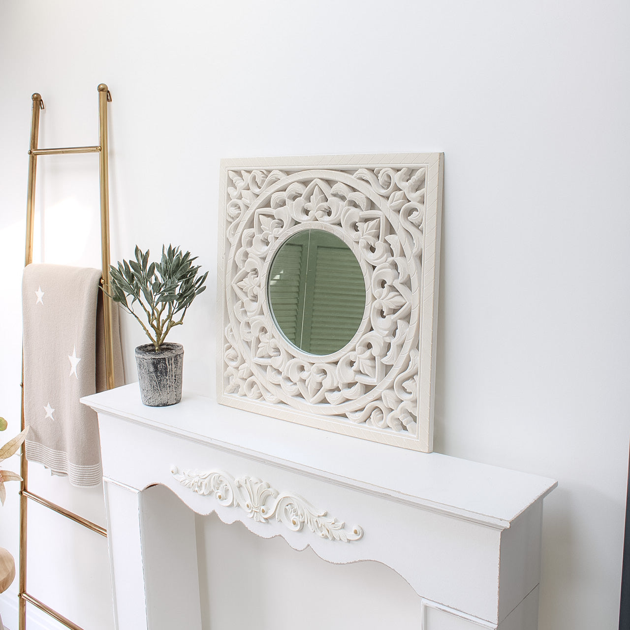 Pale Grey Ornate Mirror Panel