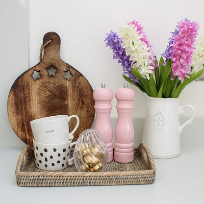 Grey Washed Natural Rattan Rectangular Tray