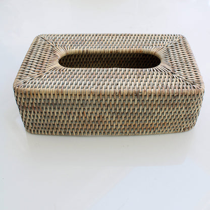 Grey Washed Rattan Tissue Box Cover
