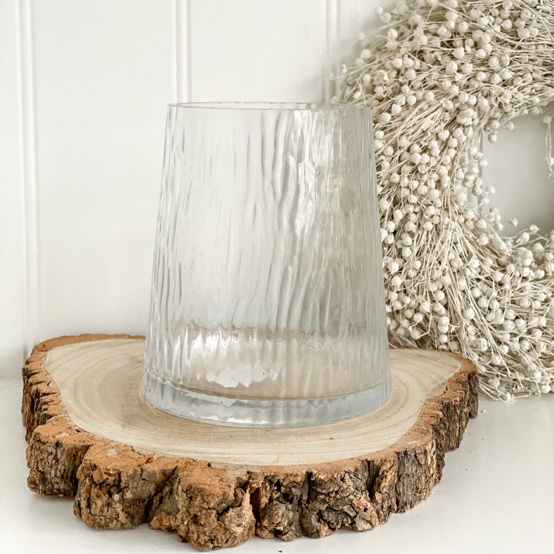 Short Rippled Glass Vase