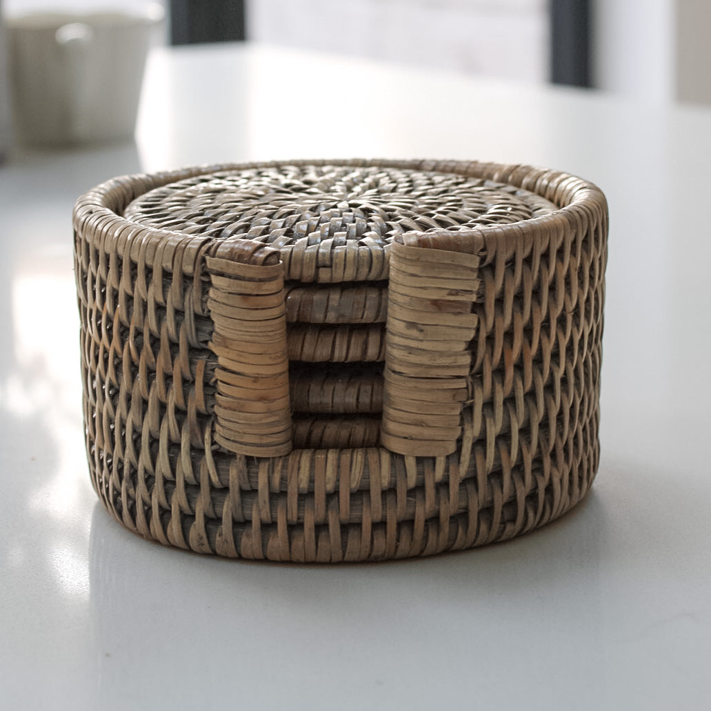 Wicker drink coasters new arrivals