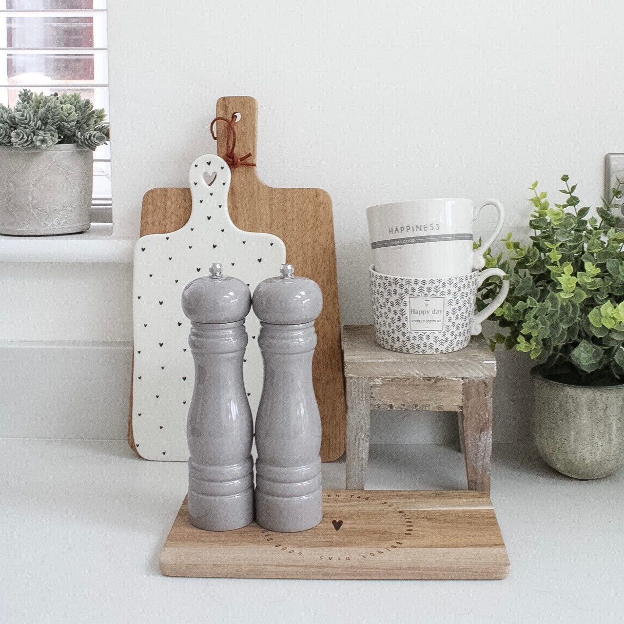 Soft Grey Salt &amp; Pepper Mills